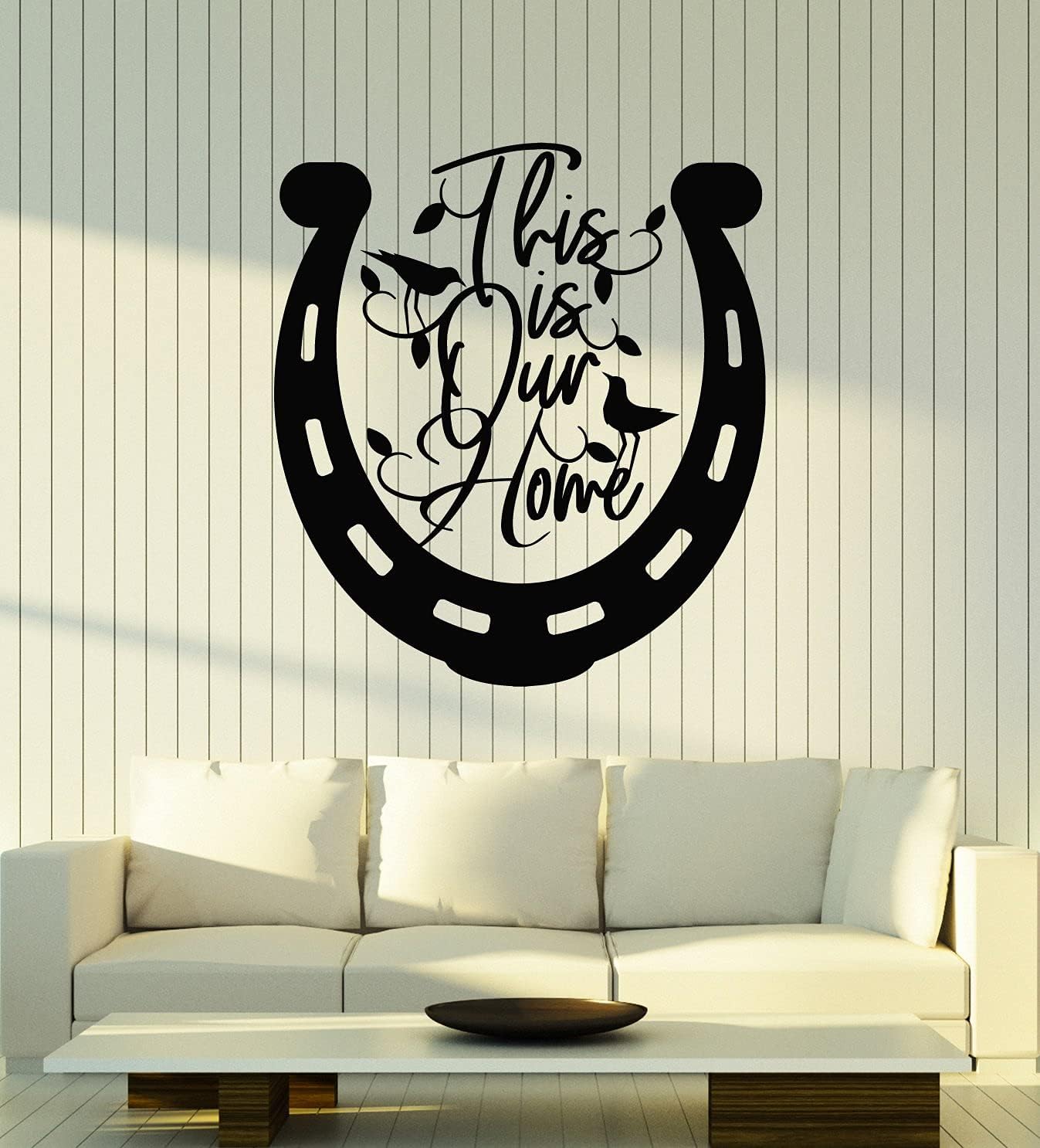 WallStickers4ever Vinyl Wall Decal This is Our Home Phrase Horseshoe Luck Symbol Stickers Mural Large Decor (g5861) Black