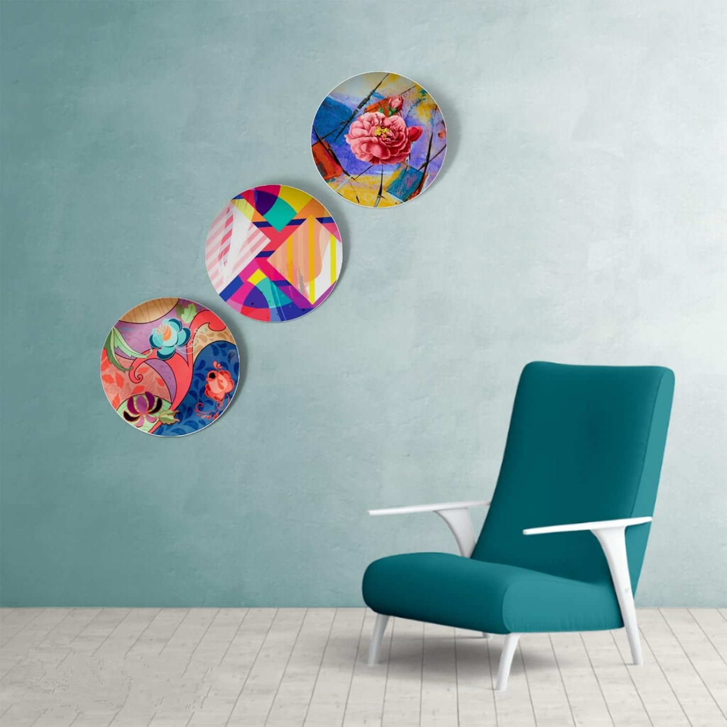 Buy SAKSHi(DECOR) home decoration hanging metal wall plates set of 3