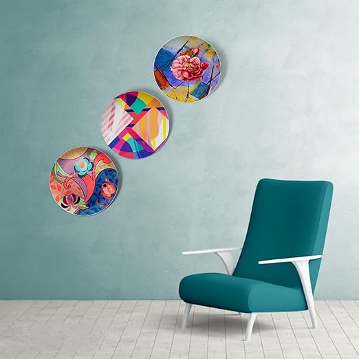 Buy SAKSHi(DECOR) home decoration hanging metal wall plates set of 3