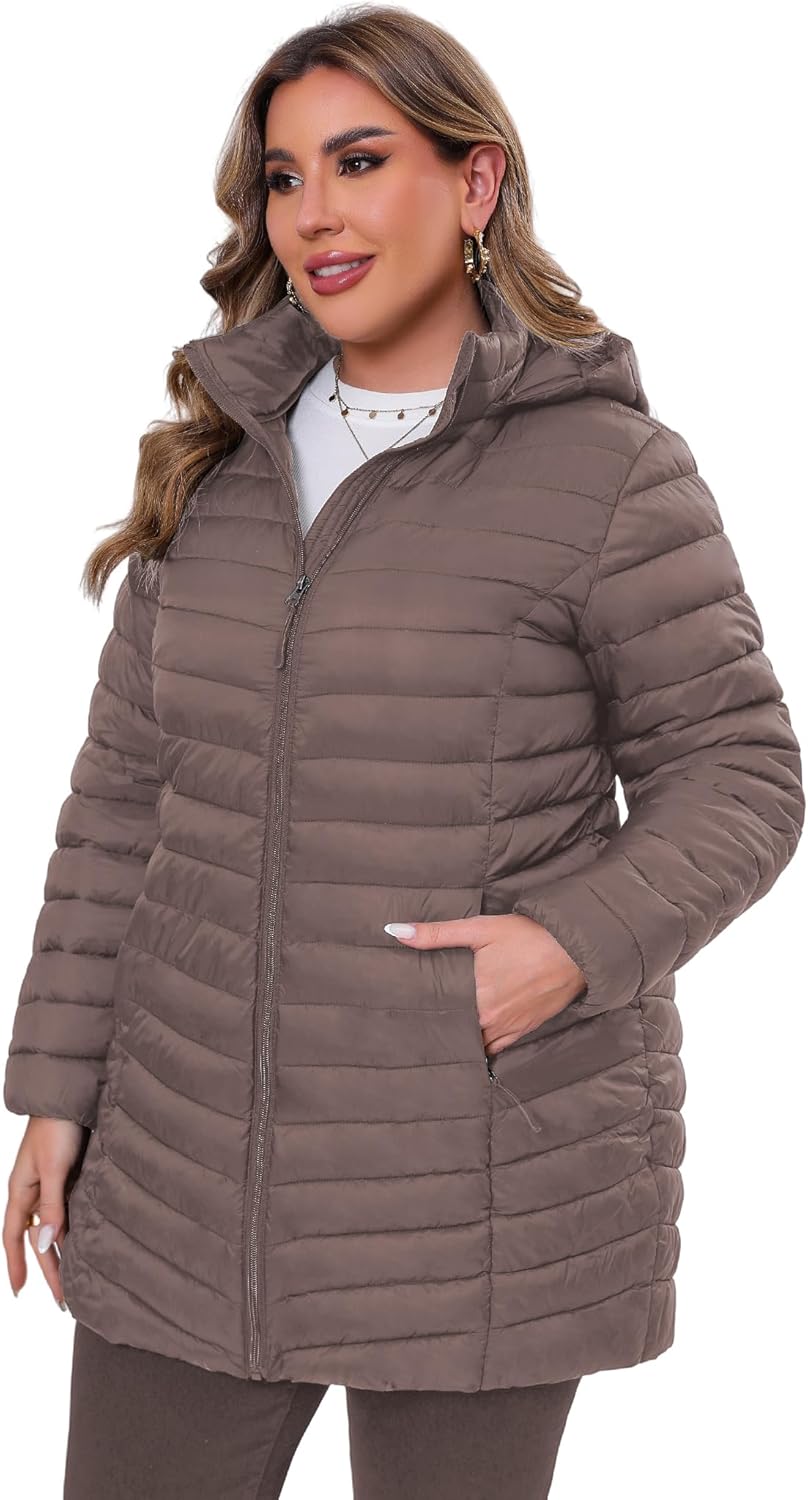 ANOTHER CHOICE Plus Size Puffer Jacket for women, Packable Hooded Lightweight Travel Puffy Jacket (1X-6X) - Image 2