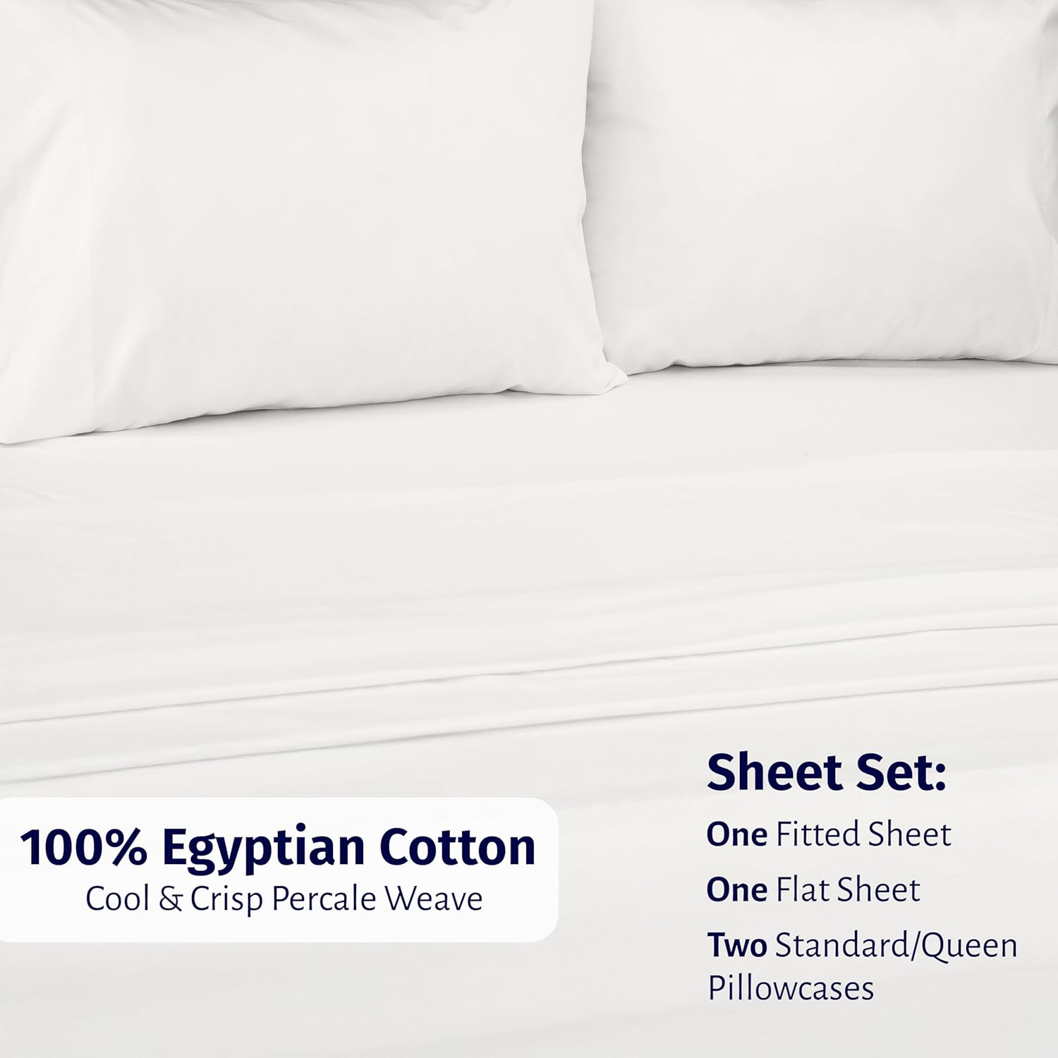California Design Den Certified 100% Egyptian Cotton Queen Sheets Set - Lightweight & Crisp Percale Sheets Queen Deep Pocket Set, Durable Luxury Bedding - Ivory - Image 3