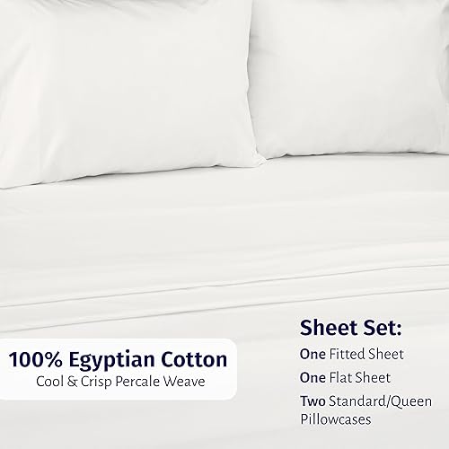 Miniatura 3 de California Design Den Juego de sábanas tamaño Queen de 100 % algodón egipcio certificado, sábanas ligeras y nítidas de percal para colchones altos,