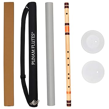 Punam Flutes F Natural Base Right Hand Bamboo Flute/Bansuri Size 28.3 Inches