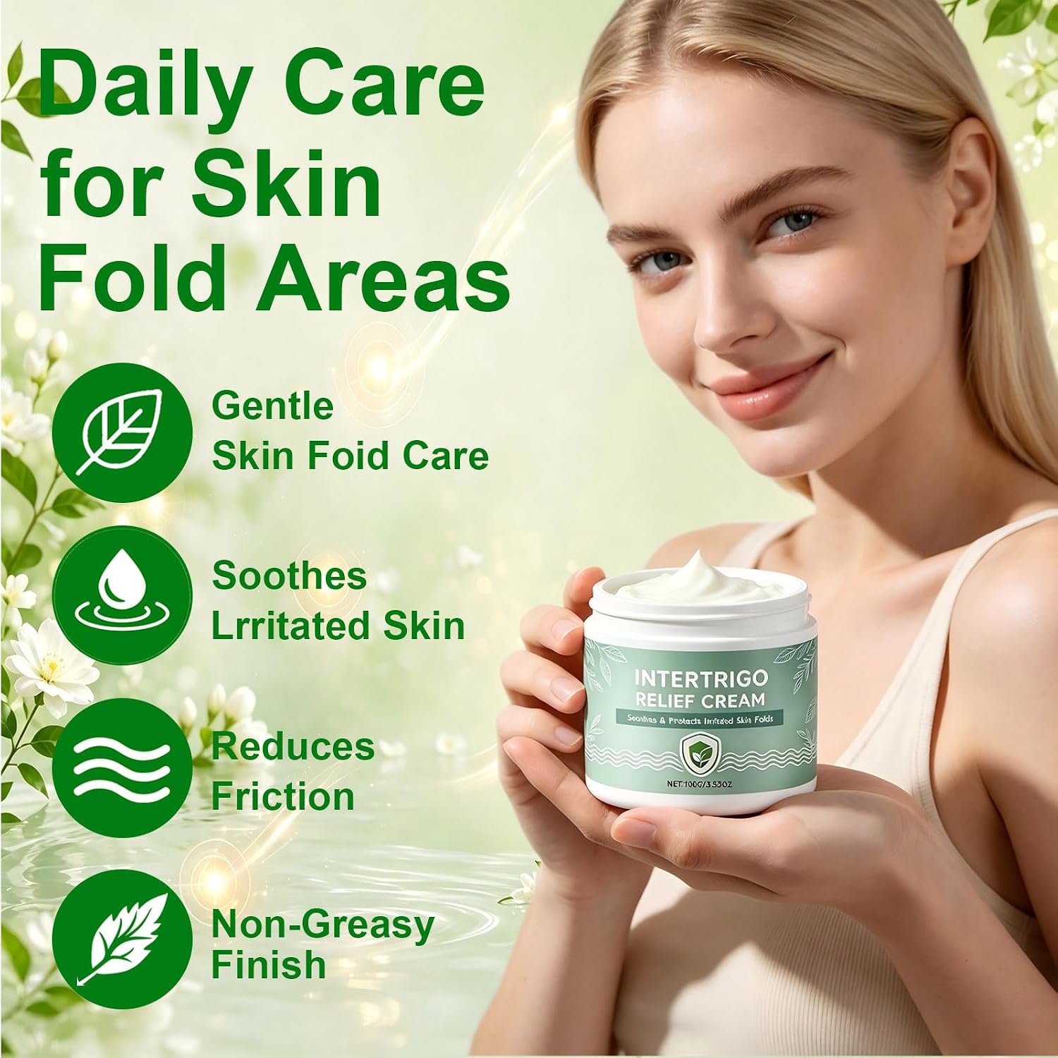 Intertrigo Cream, Healora Skin Fold Barrier Cream for Moisture & Friction Protection, Fast-Drying Non-Greasy Daily CareSkin Fold Care & Chafing Support Cream,