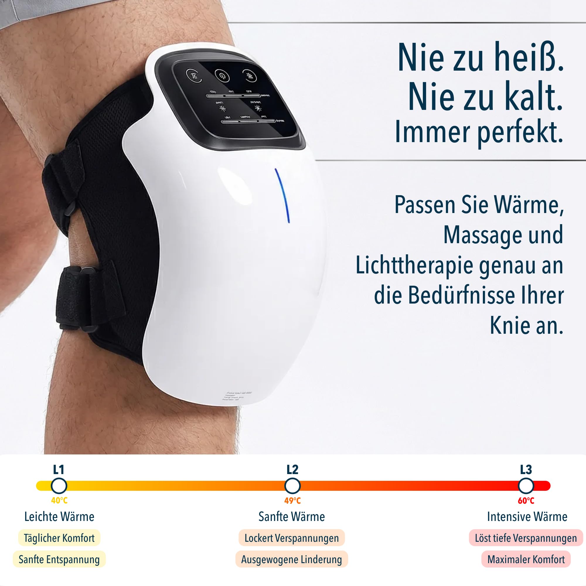 FORTHiQ Knie Massagegerät mit Infrarot für Knieschmerzen, Arthrose, Gelenkschmerzen und Massage, Mit Vibration und Tiefen-Wärme