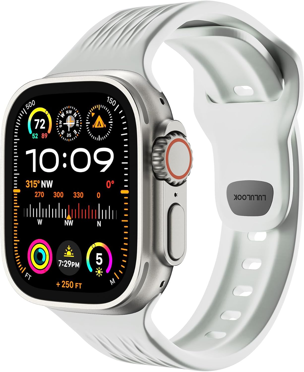 LULULOOK Sport Band for Apple Watch Ultra/Series 9/8/7/6/5 49/45/44/42mm,FKM [Fluoroelastomer Rubber] Oil-resistant Sweat-proof Dust-resistant for iWatch Band Women/Men