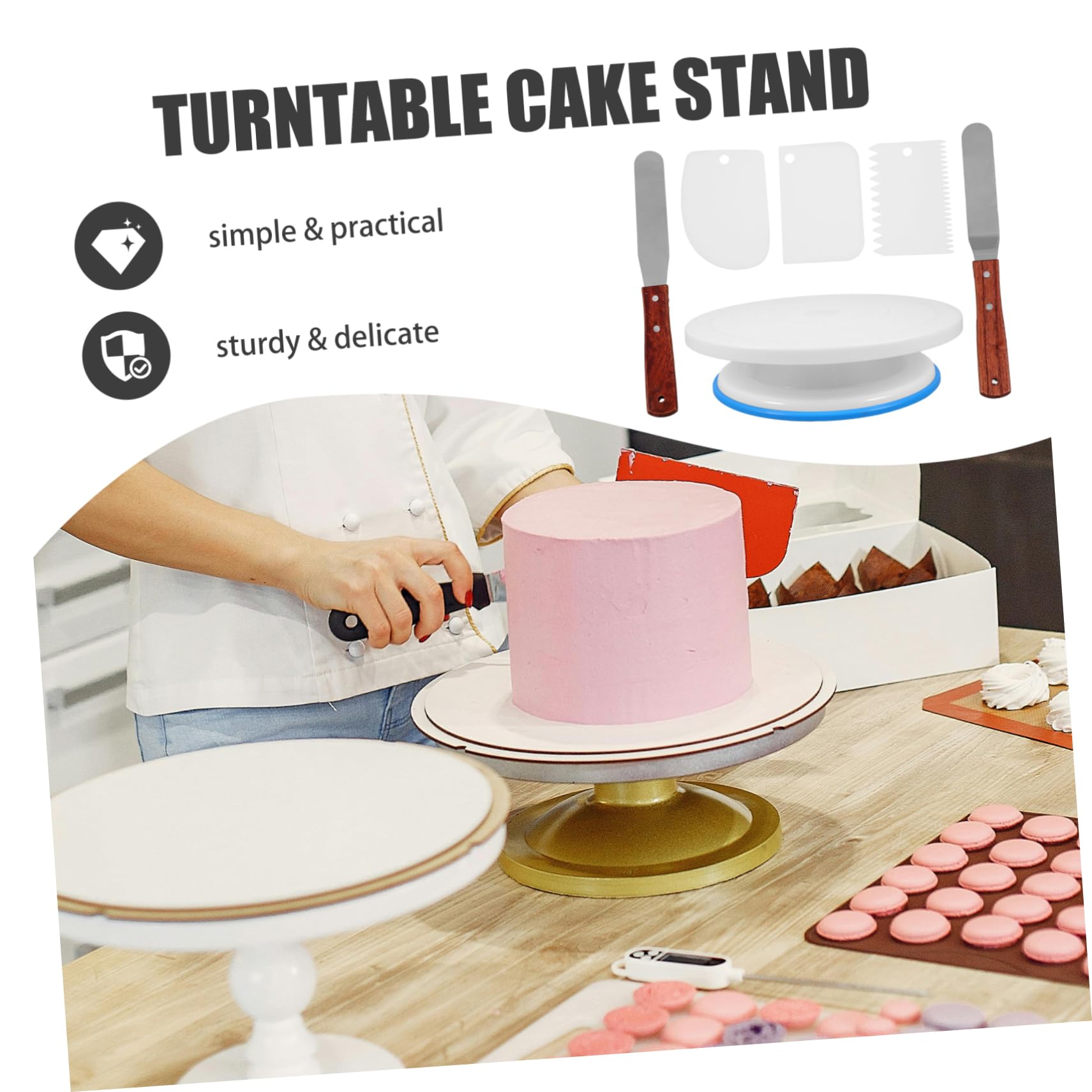 POPETPOP Girevole per Torte Antiscivolo Kit per Decorazione in Pasticceri e Appassionati