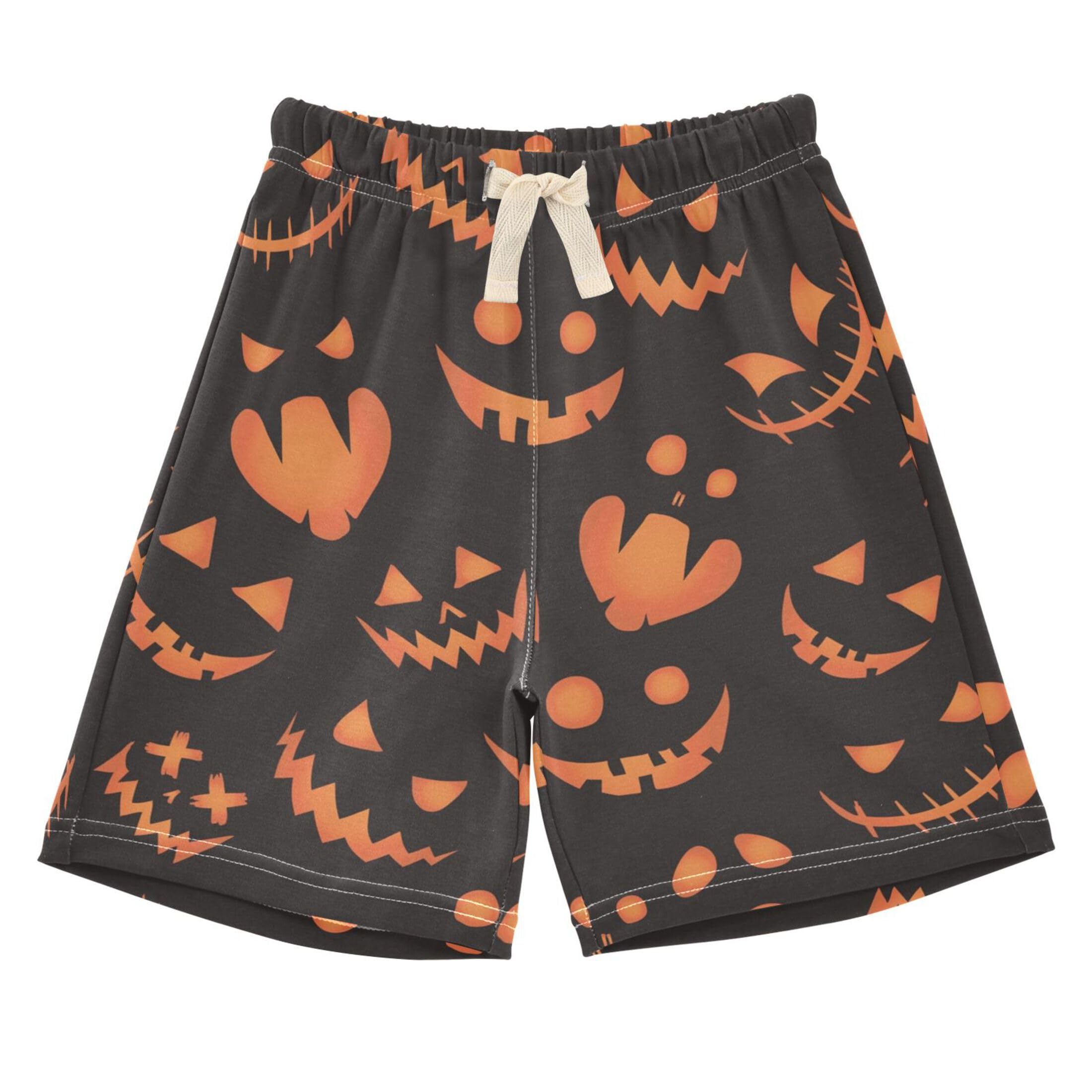 linqin Pumpkin Grimace Halloween Toddler Shorts with Drawstring Toddler Girl Biker Shorts Swim Board Shorts