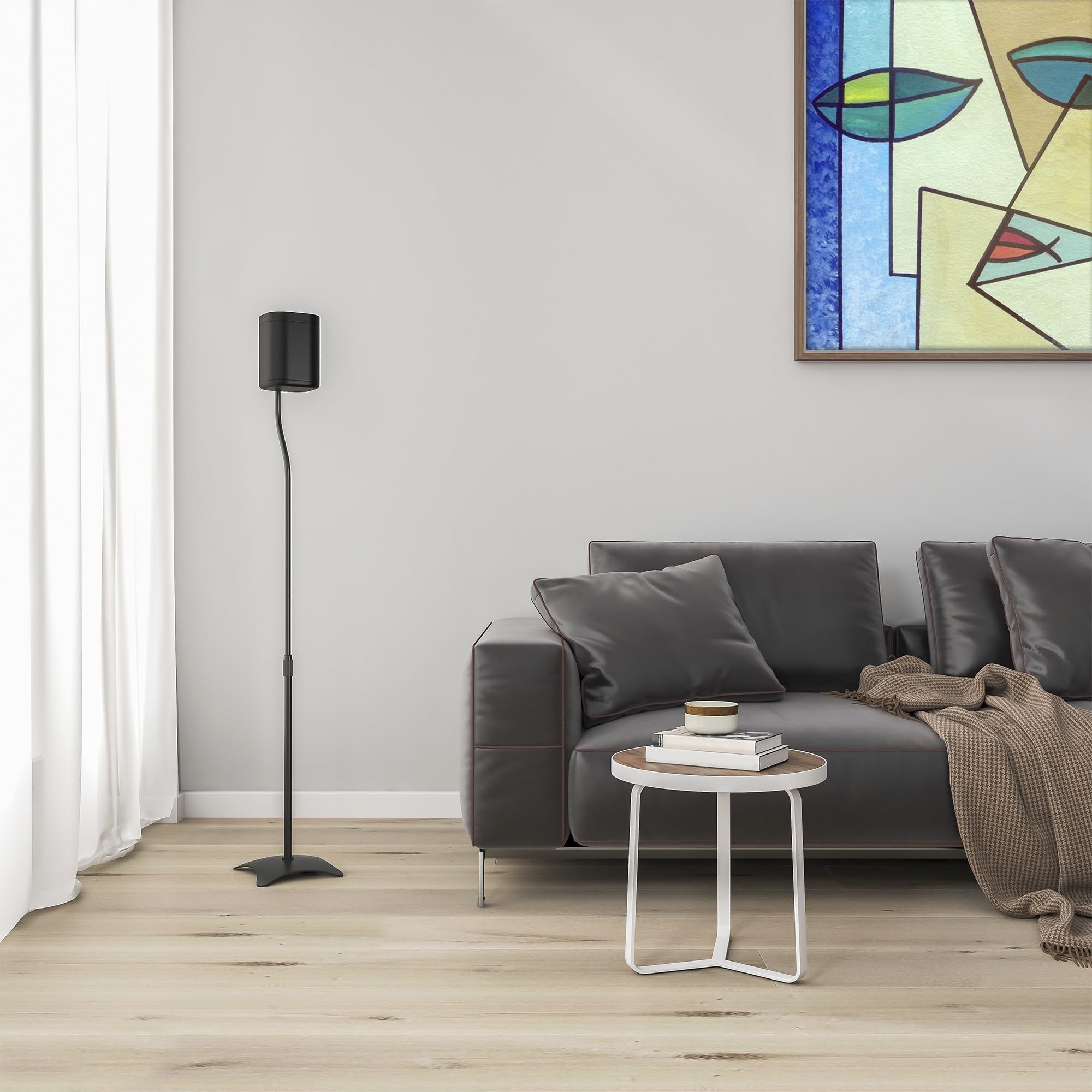 Audizio HTS10 Pied d'Enceinte Réglable en Hauteur Lot de 2 - Noir, Système de Gestion des Câbles, Base Lourde et Stable, Idéale pour Profiter de la Qualité de Son chez Vous ou au Travail