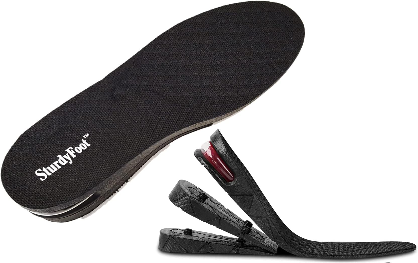 SturdyFoot Shoe Lifts- Air Cushion Heel Lift Insoles. 5cm Taller