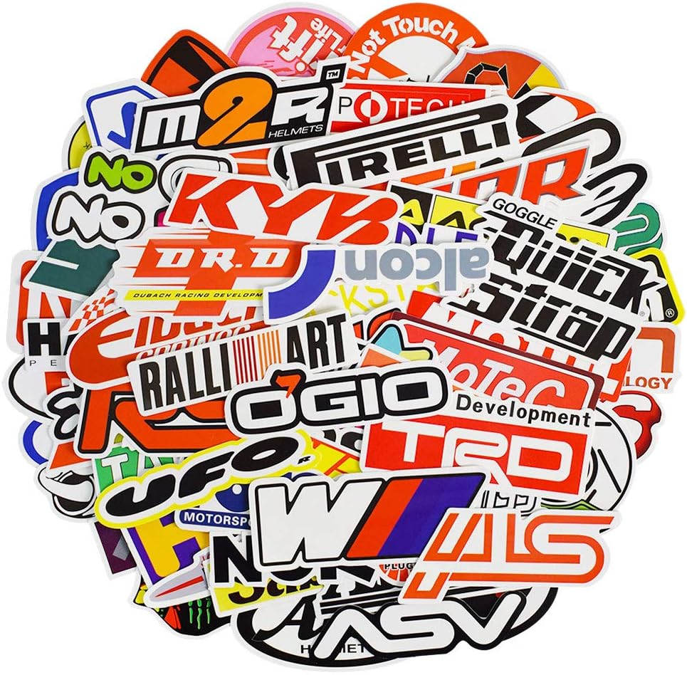 YTSQSC Waterproof Vinyl Stickers for Laptop Water Bottles Hydro Flask Motorcycle Bicycle Skateboard Luggage Car Bumper Guitar Decals (100 Pcs Racing Car Style Stickers)