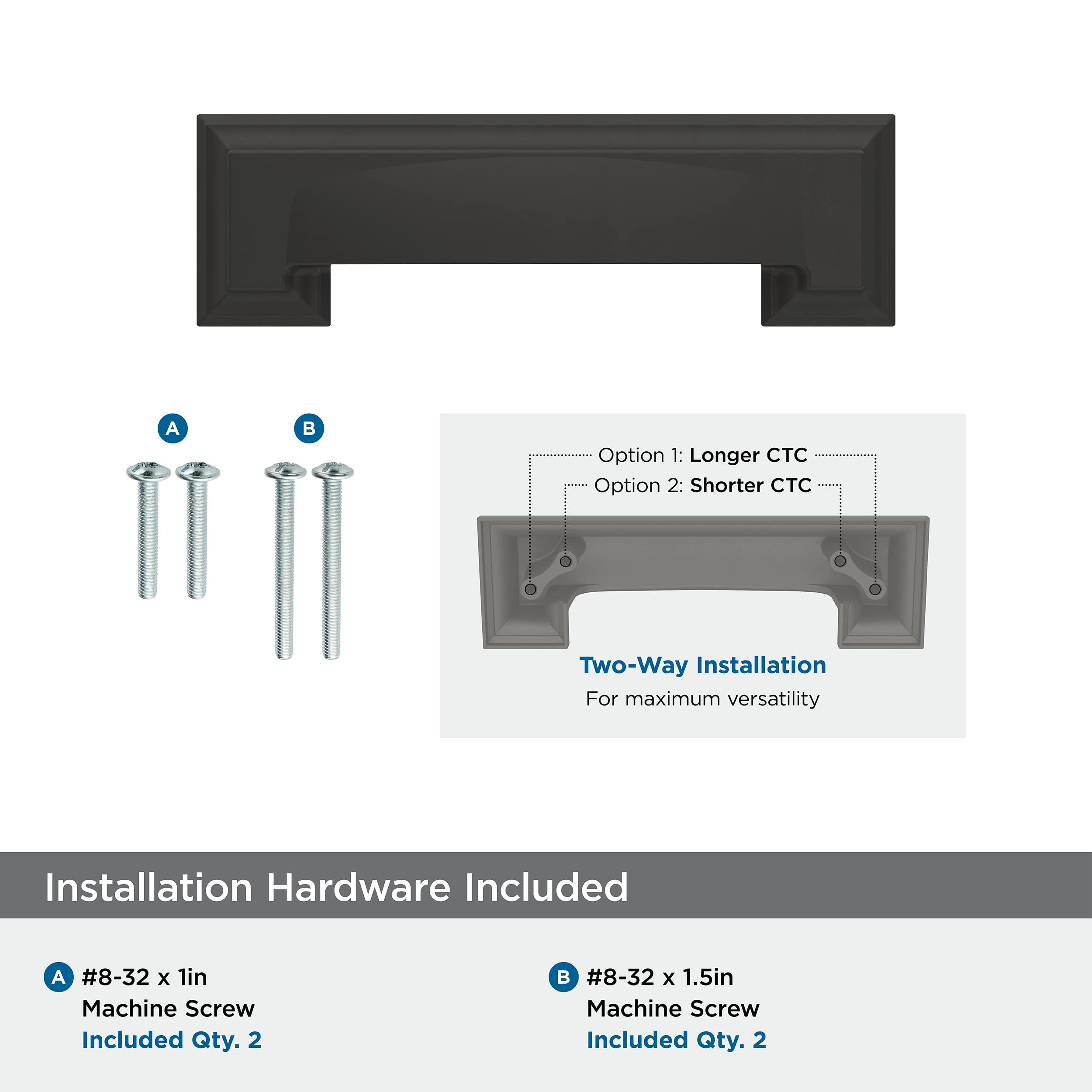 Amerock, Matte Black, 3 & 3-3/4 in. Center-to-Center - Image 4