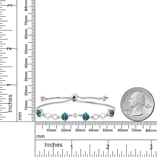 Miniatura 2 de 925 Sterling Silver Gemstone Birthstone and Lab Grown Diamond Infinity Bracelet for Women Round 5MM Gemstones with 2.5MM Accent Stones Elegant