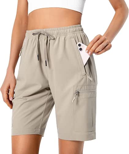 Hugut Women's Lightweight Hiking Cargo Shorts Quick Dry Athletic Shorts