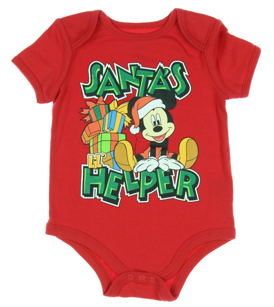 Disney Mickey Mouse SANTA'S Little HELPER Christmas Baby Boys Bodysuit (Newborn)