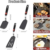 Vista 2 de Silicone Spatula Turner Set, 600°F Heat Resistant Kitchen Spatulas for Nonstick Cookware, BPA Free Cooking Utensils, Non Scratch Flexible Thin Edge