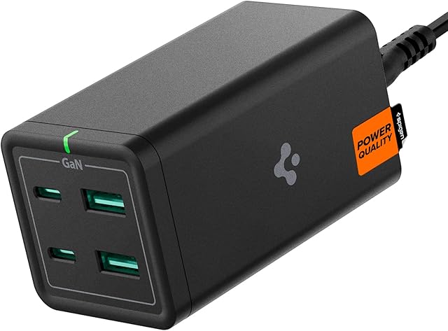 USB C Charger, Spigen 120W [GaN III] 4-Port USB C Charging Station, 100W via USB-C PD Type C Fast Charging Hub for MacBook iPad M2 M1 Pro Air iPhone Galaxy HP Dell XPS ASUS Chromebook USB-C Laptop