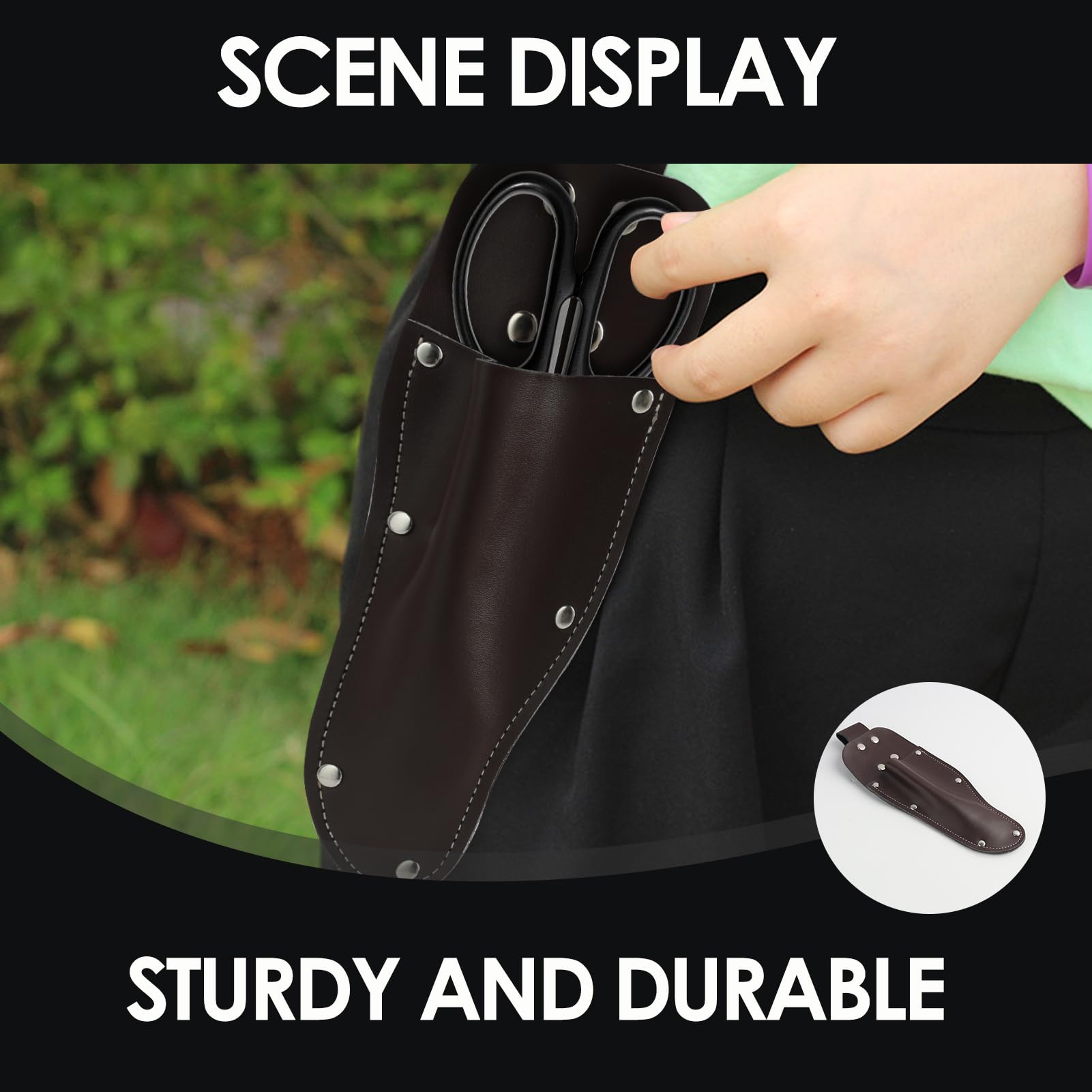 Funda Tijeras Podar, Pruner Holster, Funda de Cinturón para Cuchillo o Tijeras de Podar, Funda de Cuero Portátil Reforzada con Remaches, Ideal para Jardinería y Actividades al Aire Libre