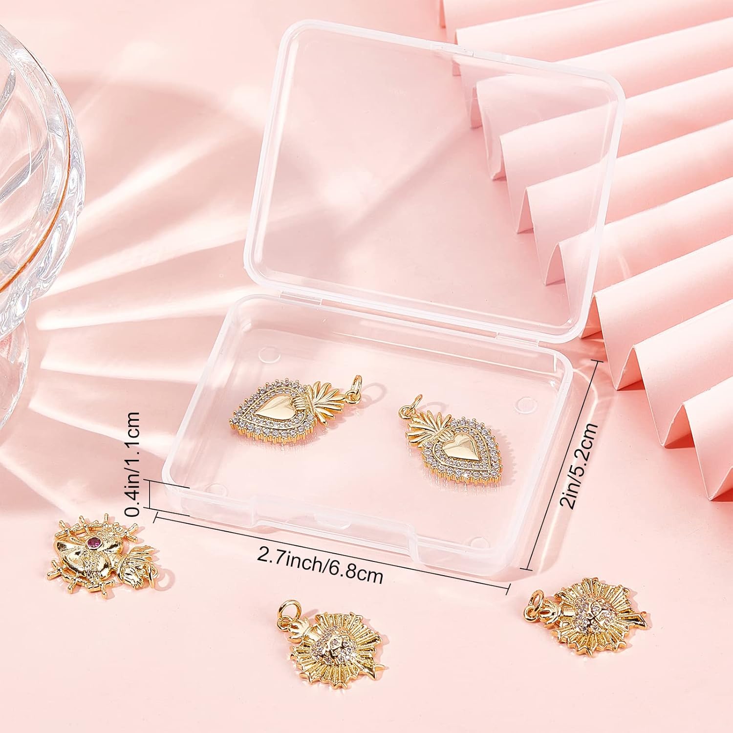 Beebeecraft Cubic Zirconia Heart Charms 18K Gold Plated Brass Love Shape Charm Pendant with Jump Ring for DIY Making Jewelry Bracelets Necklace - Image 7