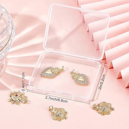 Miniatura 7 de Beebeecraft Dijes de corazón de circonita cúbica chapados en oro de 18 quilates con forma de amor de latón con anillo de salto para hacer pulseras y