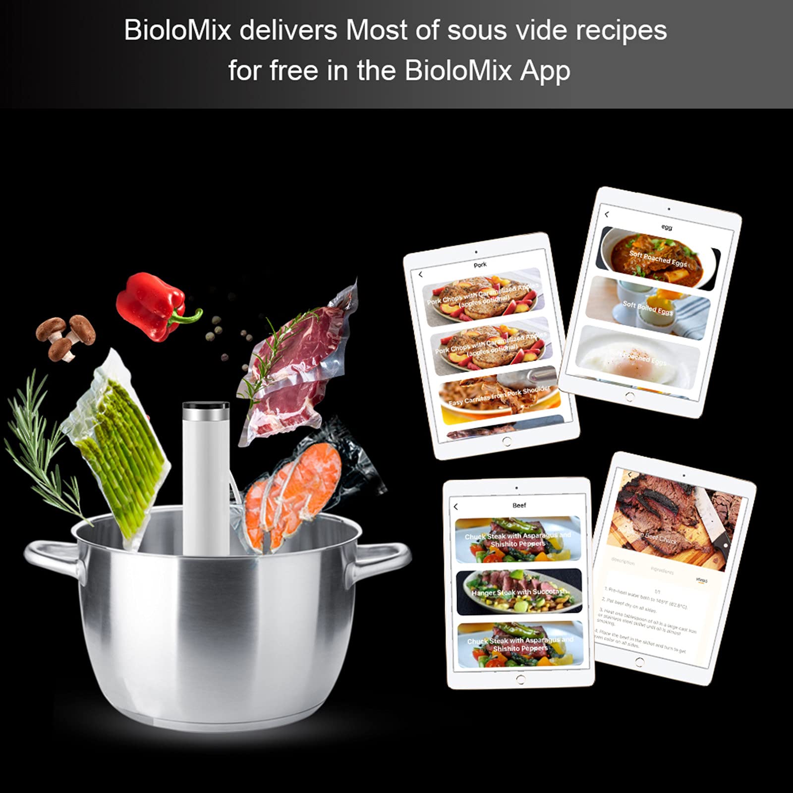 IPX7 Resistente al agua Sous Vide WiFi Precision Cooker Precision Cooker Inmersion Circulator con control preciso de temperatura y tiempo para una alimentación saludable