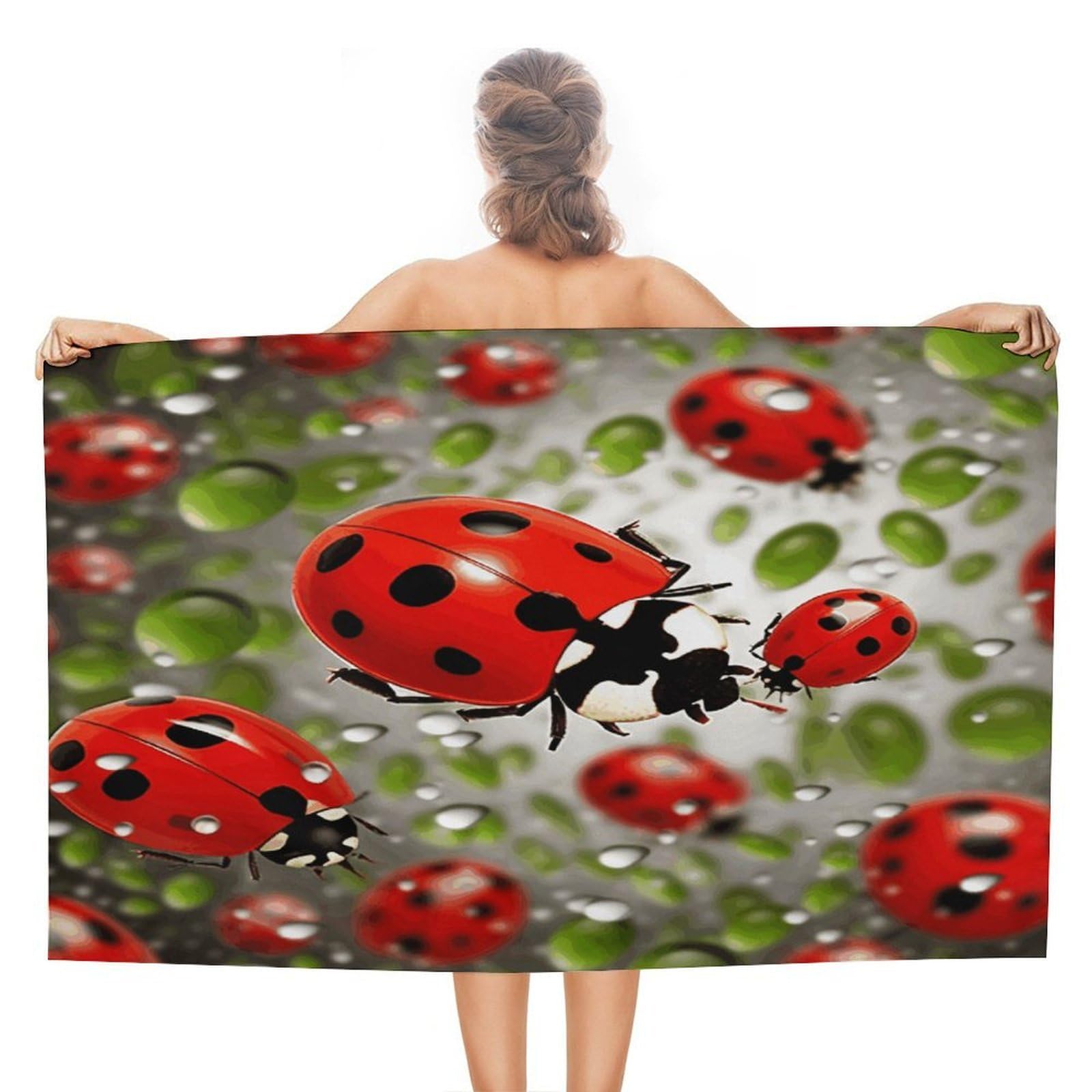 FekiLoot Ladybug Beach Towel Absorbent & Quick Dry Pool Towels 31 X 51 Inches Extra Large Sandfree Beach Blanket Towels Soft Lightweight Travel Towel for Swim Yoga Camping