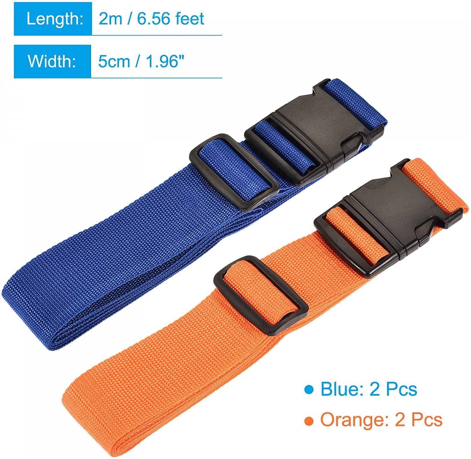 Paski do podania Bezpieczeństwo Ulepszone Rozszerzone Regulowane Paski Walizki, Długość Bagaż Blokada Blokada Karta Nazwa pasa do Podróży Walizka Plecak, Blue Orange Pack 4