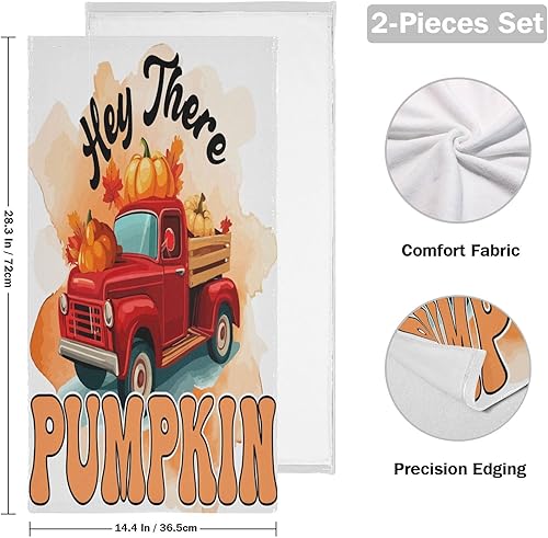 Miniatura 2 de VIGTRO Autumn Fall Truck Hand Towels 2 Pack, Ultra Soft and Highly Absorbent, Decorative Fingertip Towel for Home, Bathroom, Kitchen