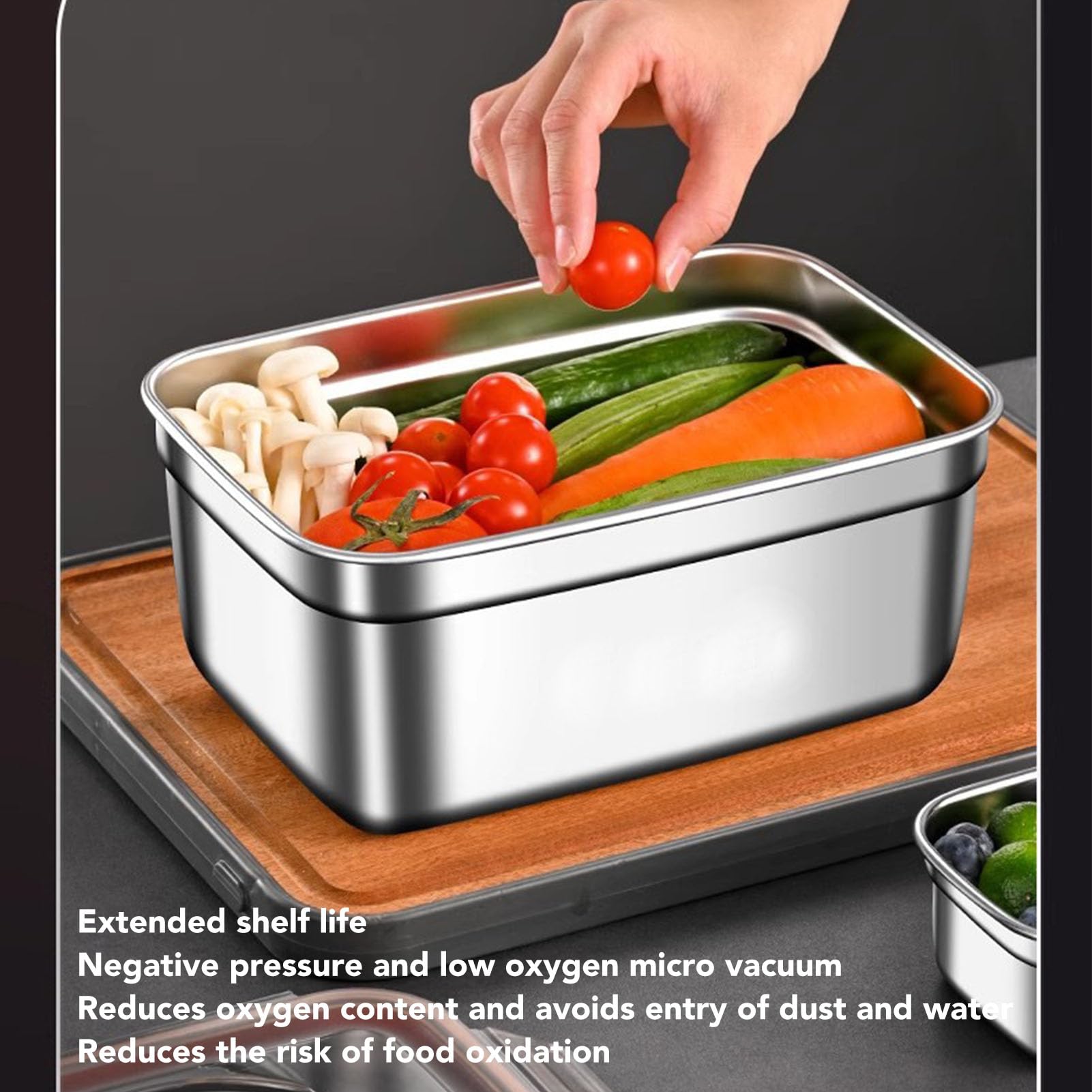 Contenedor de Almacenamiento de Alimentos de Acero Inoxidable, Recipiente Hermético a Prueba de Fugas para Almuerzo, Refrigerios con Tapas y Asa, Lonchera de Metal para