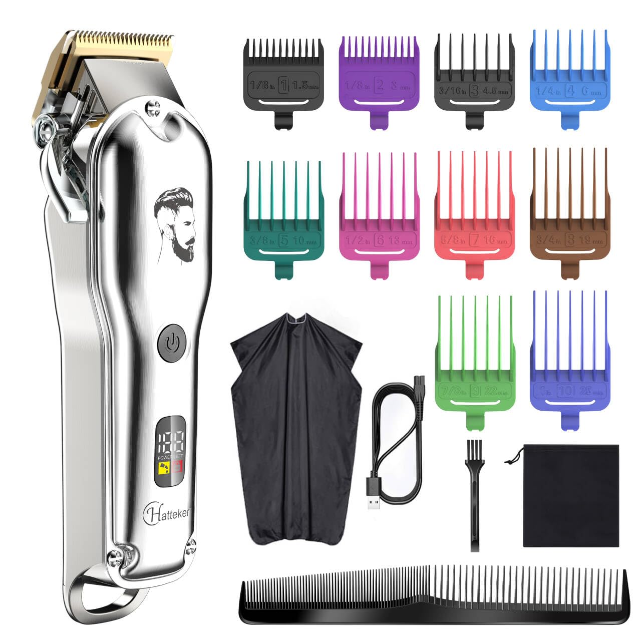 Hatteker Mens Hair Clipper Beard Trimmer – Cordless IPX7