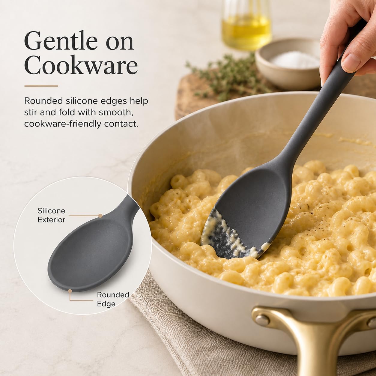 Silicone Cooking Utensil Set with Holder & Spoon Rest, -22°F to 446°F Heat Resistant Kitchen Utensils Set, Nonstick Cookware Safe Spatula Set, Spoon, Ladle, Tongs, Whisk, Pasta Server, Gray