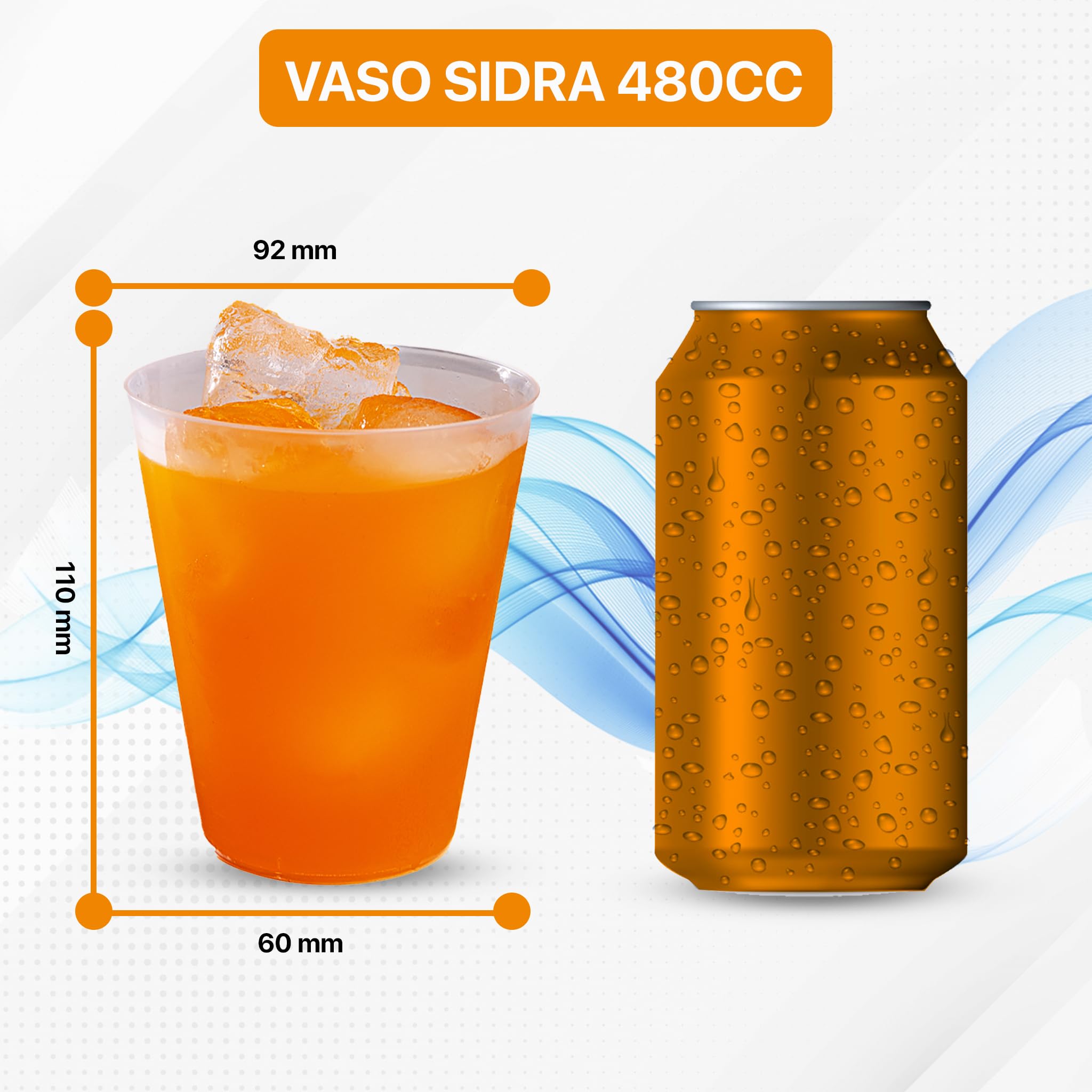 TUKA - 1000 Vasos Reutilizables Tipo Sidra de 480 ML - Plástico Duro Resistente - Ecológicos - Libre de BPA - Para Fiestas, Eventos, Copas, Gin Tonic - Vasos Grandes (1000, 480 ml)