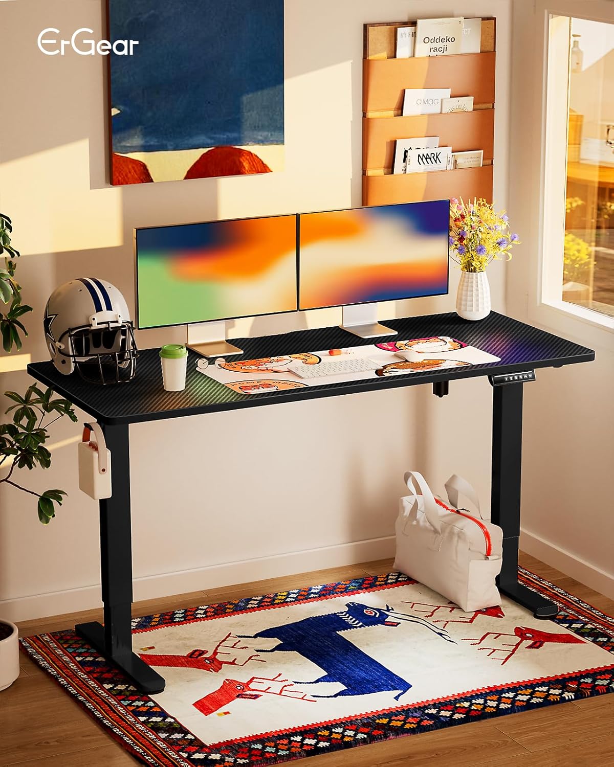 ErGear Height Adjustable Electric Standing Desk, 48 x 24 Inches Sit Stand up Desk, Memory Computer Home Office Desk with Two-Piece Desktop (Vintage Brown) ErGear Height Adjustable Electric Standing Desk, 48 x 24 Inches Sit Stand up Desk, Memory Computer Home Office Desk with Two-Piece Desktop (Vintage Brown)