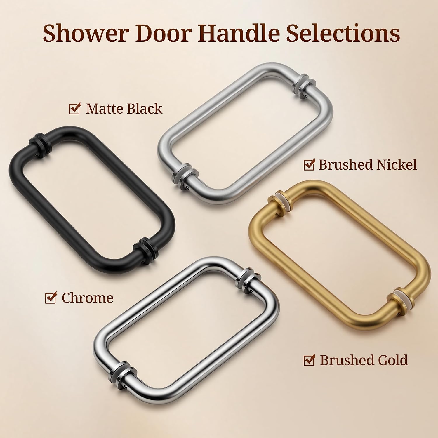 AH.NDL 8" 304 Stainless Steel Shower Door Handle, Chrome