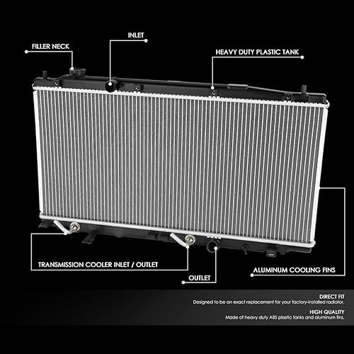 Miniatura 2 de DNA Motoring OEM-RA-13068 Radiador de núcleo de aluminio de 1 fila compatible con Honda Fit 09-13, 28-38 pulgadas de ancho x 13-34 pulgadas de alto