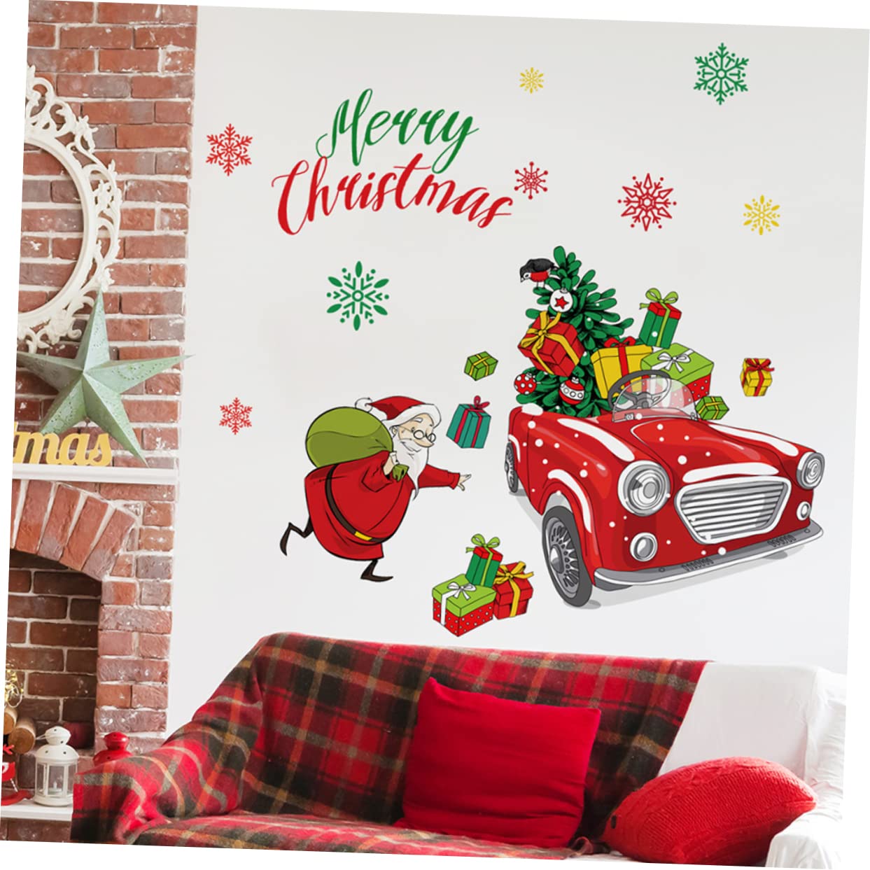 Alipis 4 Set Adesivo murale natalizio decalcomanie di babbo natale adesivo porta natale decorazioni invernali albero adesivo decorazioni natalizie per finestre vetrofanie natalizie