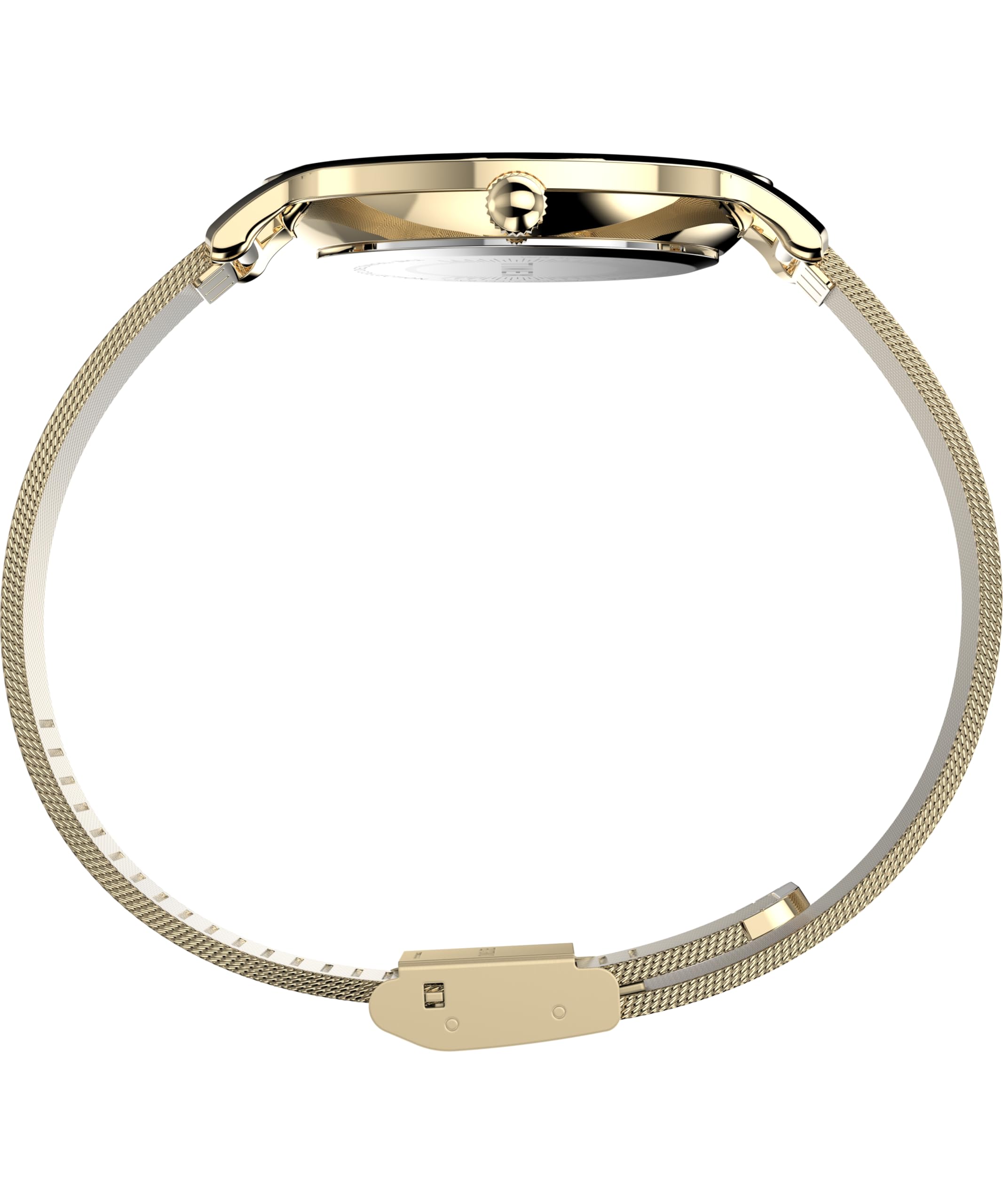 Timex Trend Damski zegarek 34 mm – bransoletka w złotym kolorze z szybkozłączką, czarna tarcza, koperta w złotym kolorze TW2Y07100