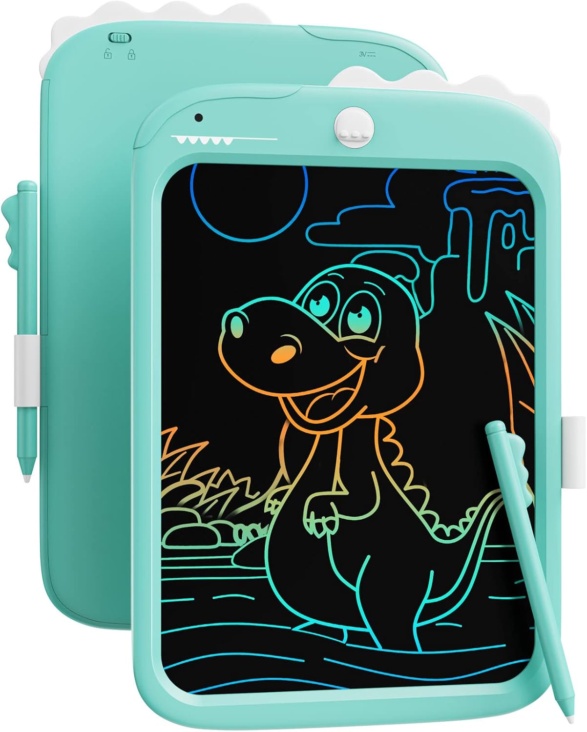 10 Inch LCD Writing Board for Kids,Memo Boardwith Lanyard(Pink+White+Blue-w)