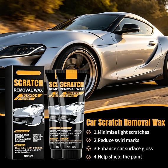 Car Scratch Remover, Scratch Remover for Vehicles, Car Cloth Polish Scratch Remover, Car Paint Scratch Repair Paste, Easy Application Scratch Removal Wax (2Pcs)