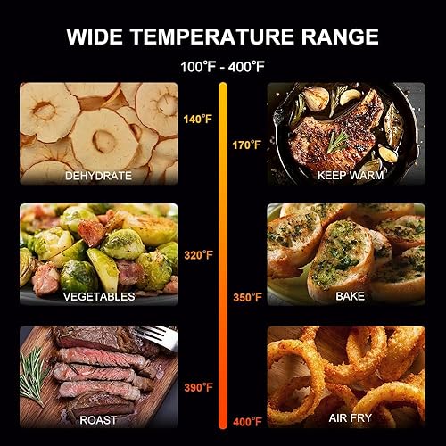 Miniatura 8 de RAMJOY Freidora de aire de 6.8 cuartos de galón, funciones 10 en 1, freír al aire, asar, hornear, asar, deshidratar, freidoras de aire con pantalla