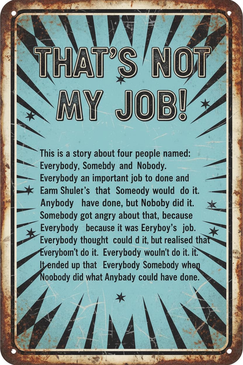 That's Not My Job Funny Tin Sign, 8x12 Inch Office