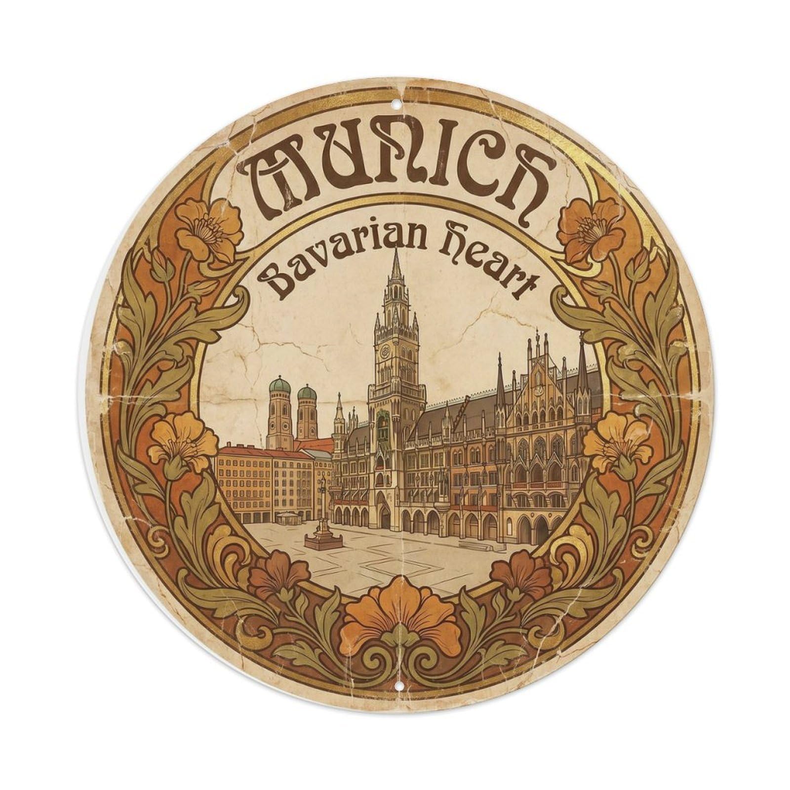 Fqnyr Style Vintage Travel Bavarian Square Germany Metal Tin Sign