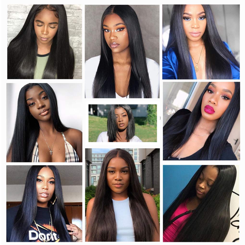 300g Brazilian Straight Virgin Hair Unprocessed Virgin Human Hair Extensions Hair Weaves Weft Natural Color Can Be Dyed and Bleached (10 12 14)