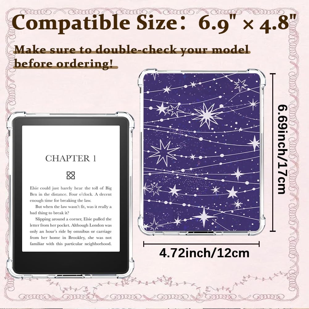 12Pcs 12 Styles Insert Cardstock for Clear Case 6.69 x 4.72 Inch E Reader Accessories Pink Coffee Color Design Coated Paper Decorating E-Reader Back Cover Inserts for Men Women Home Use image 2