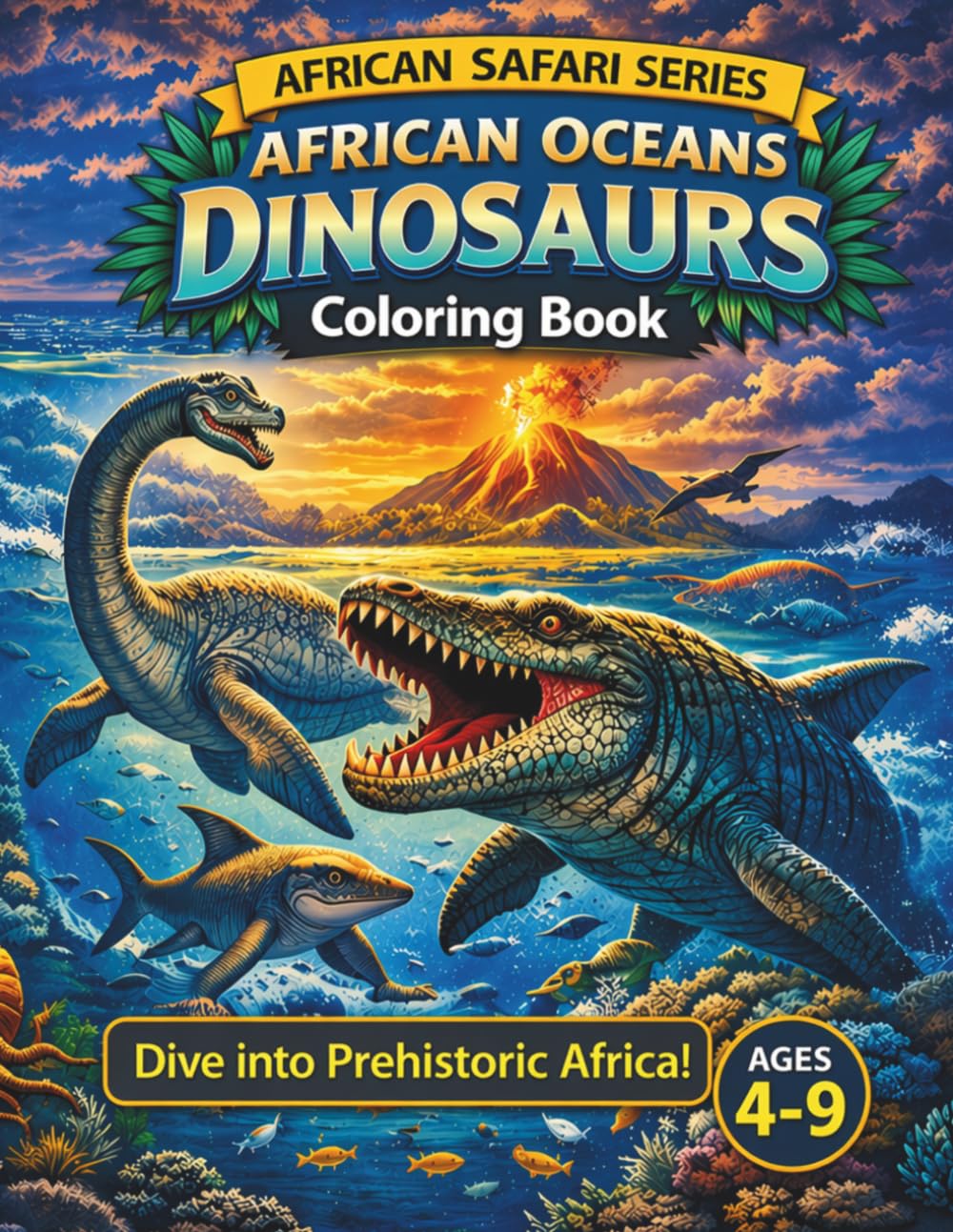 African Oceans Dinosaurs Coloring Book (African Safari Adventures Coloring Books)