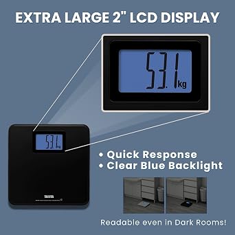Tanita HD-662 Digital Weight Scale (Black) - Japan Technology Bathroom Scale with 330 lb Weight Capacity - 2 Blue Backlit Large LCD Display - Accurate, Durable, Step-On Operation