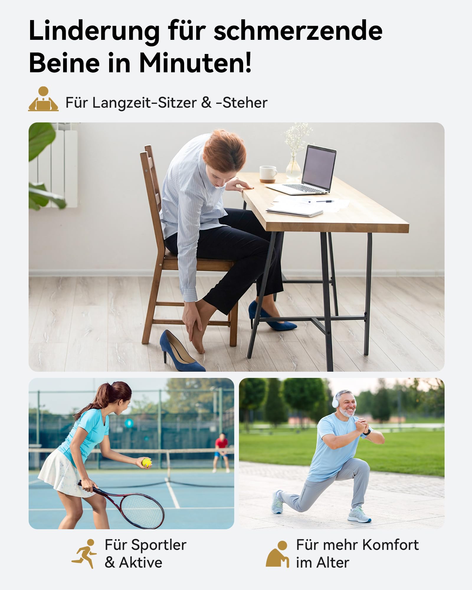 FIT KING Beinmassagegerät Manschetten für Beine, Oberschenkel & Füße Kompressionsstiefel Massage für die Beinmuskulatur ideal bei langem Stehen im Beruf, zum Lösen von Verspannungen