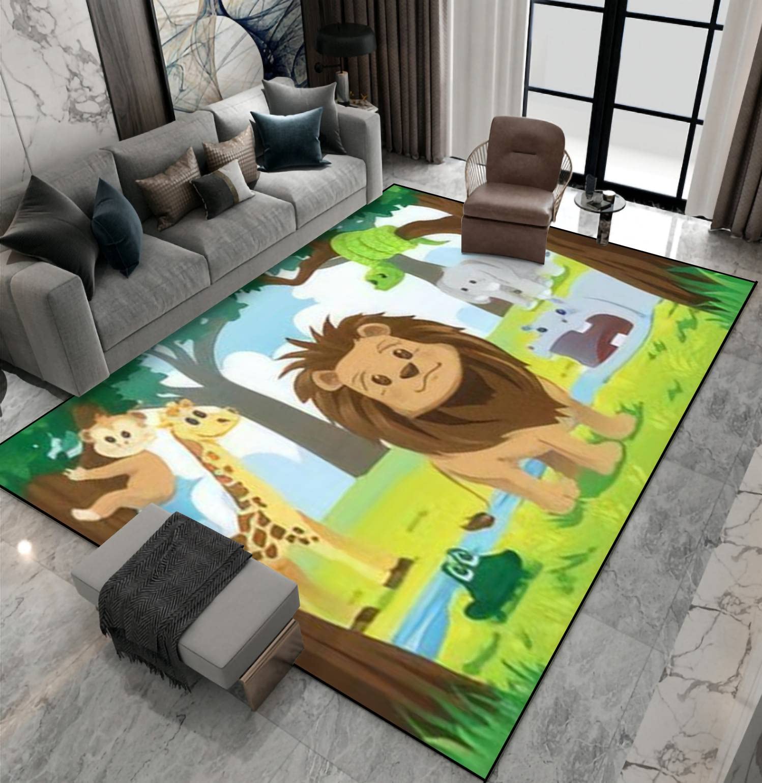 Wild Jungle Animals Rug