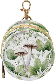 Kigai Pacifier Holder for Diaper Bag & Stroller Mushroom Leaves Portable Pacifier Case with Clip & Zipper Travel Binky Holder Pouch Baby Essentials for Boys & Girls
