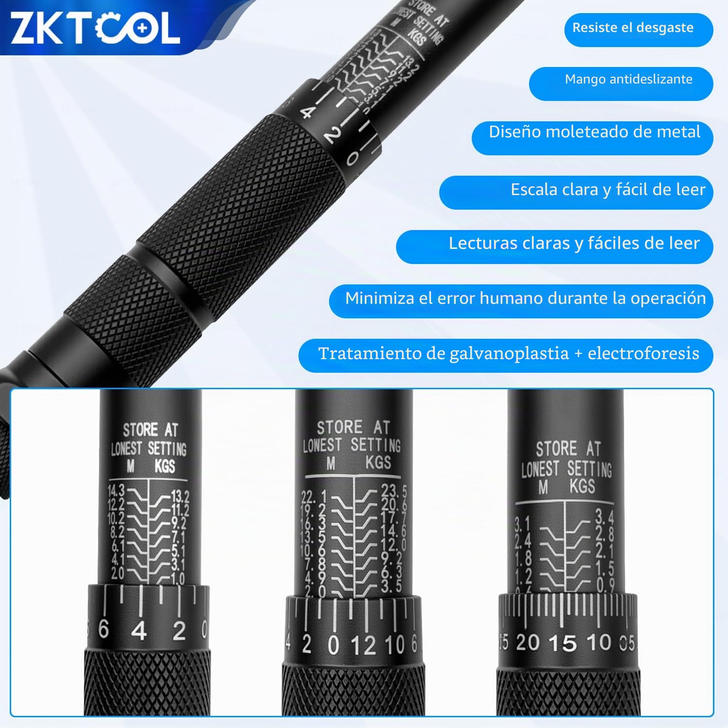 ZKTOOL Juego de 3 llaves dinamométricas, 1/4 pulgadas 5-25 NM, 3/8 pulgadas 10-60 NM, 1/2 pulgadas 20-210 NM, juego de llaves de trinquete, llave de trinquete de liberación rápida, adecuada para la